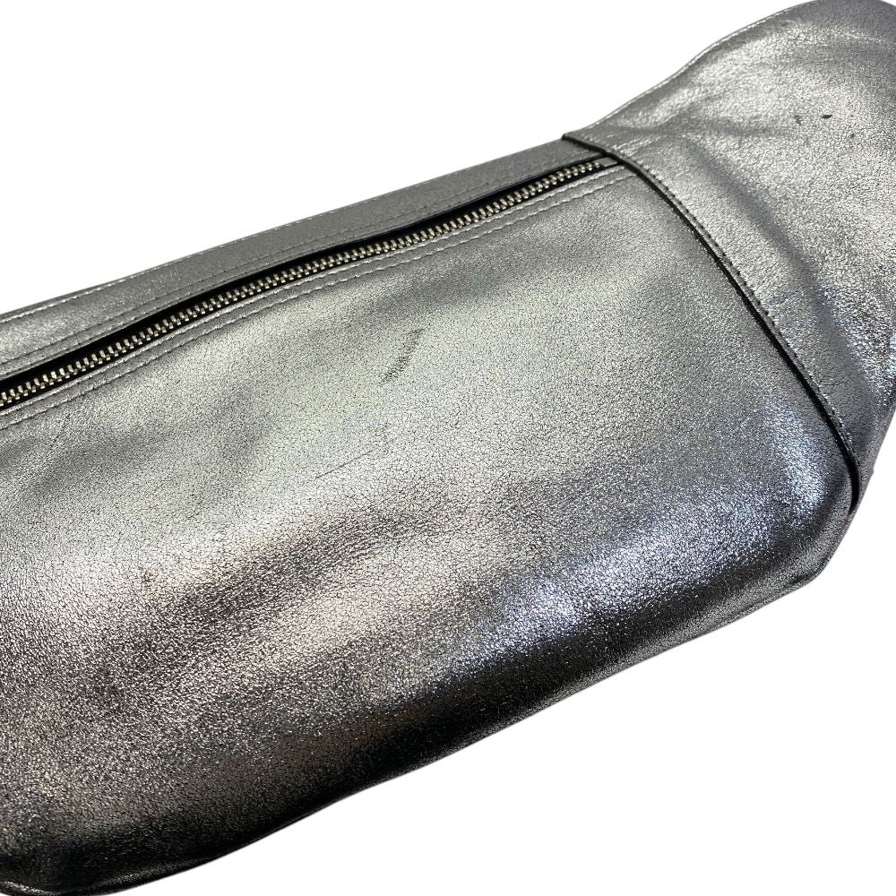 Saint Laurent Belt Bag Logo Leather Metallic Silver Paris Sophistication — view 6