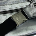 Saint Laurent Belt Bag Logo Leather Metallic Silver Paris Sophistication — view 9