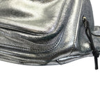 Saint Laurent Belt Bag Logo Leather Metallic Silver Paris Sophistication — view 3