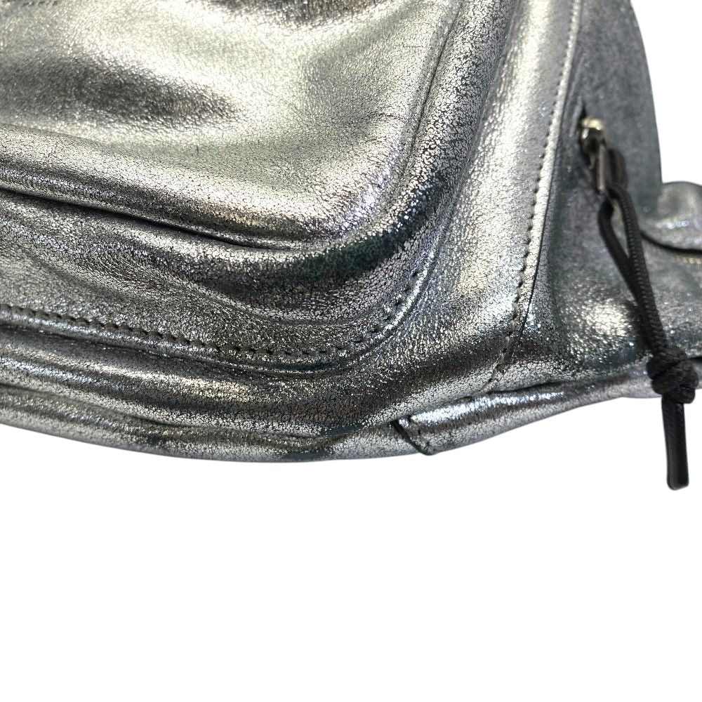 Saint Laurent Belt Bag Logo Leather Metallic Silver Paris Sophistication — view 3