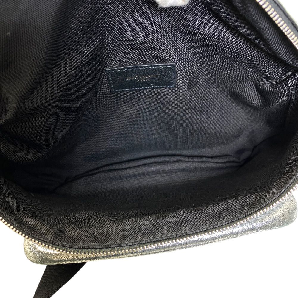 Saint Laurent Belt Bag Logo Leather Metallic Silver Paris Sophistication — view 8