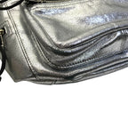 Saint Laurent Belt Bag Logo Leather Metallic Silver Paris Sophistication — view 4