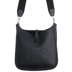 Hermes Evelyne 3 PM Black Taurillon Clemence Shoulder Bag