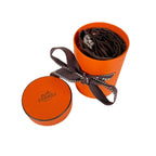 Hermes Feather Ribbon Scarf Twill Orange
