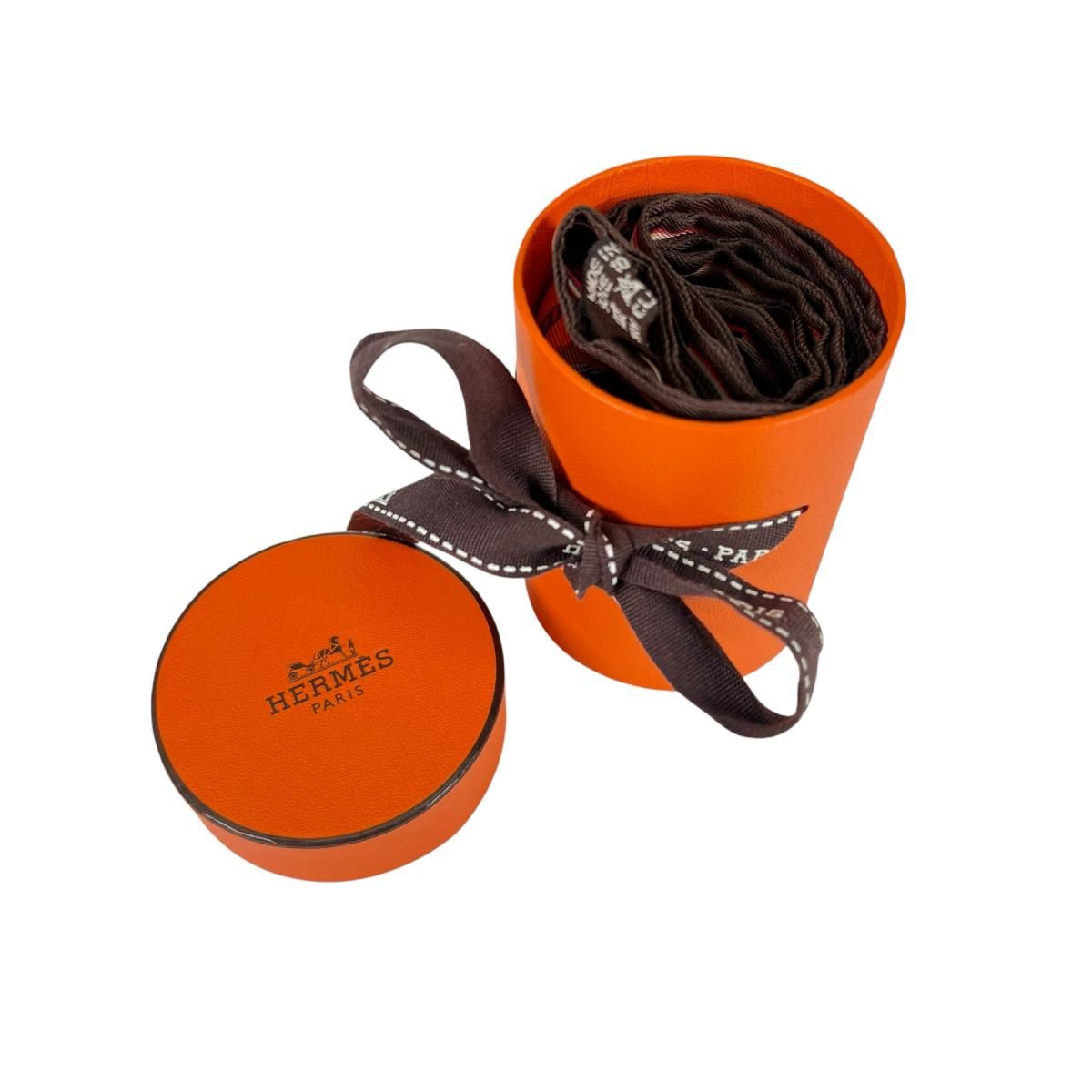 Hermes Feather Ribbon Scarf Twill Orange