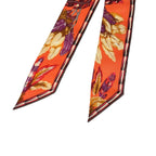 Hermes Feather Ribbon Scarf Twill Orange — view 7