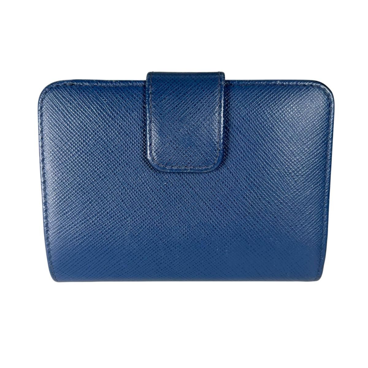 Prada Zip Around Bifold Wallet Saffiano Blue — view 3