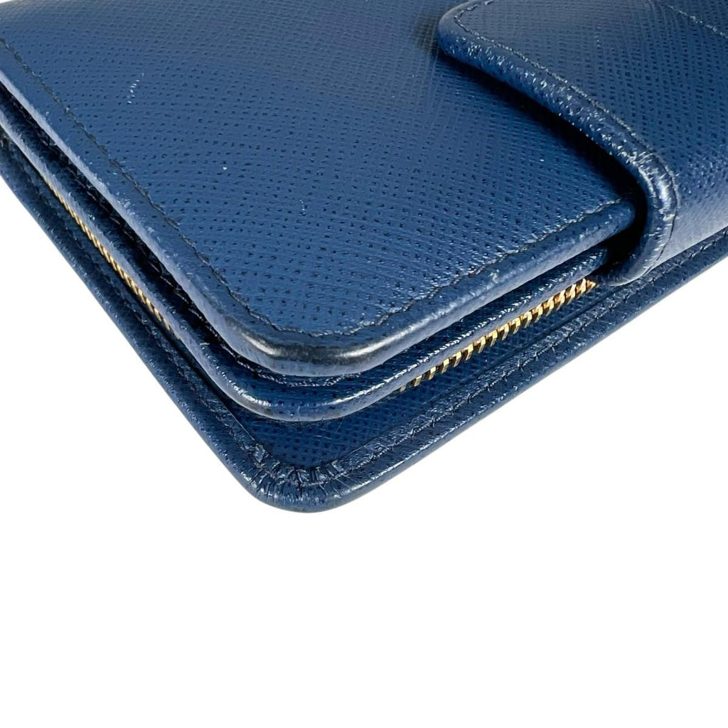 Prada Zip Around Bifold Wallet Saffiano Blue — view 8