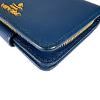 Prada Zip Around Bifold Wallet Saffiano Blue — view 6
