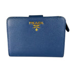 Prada Zip Around Bifold Wallet Saffiano Blue — view 2