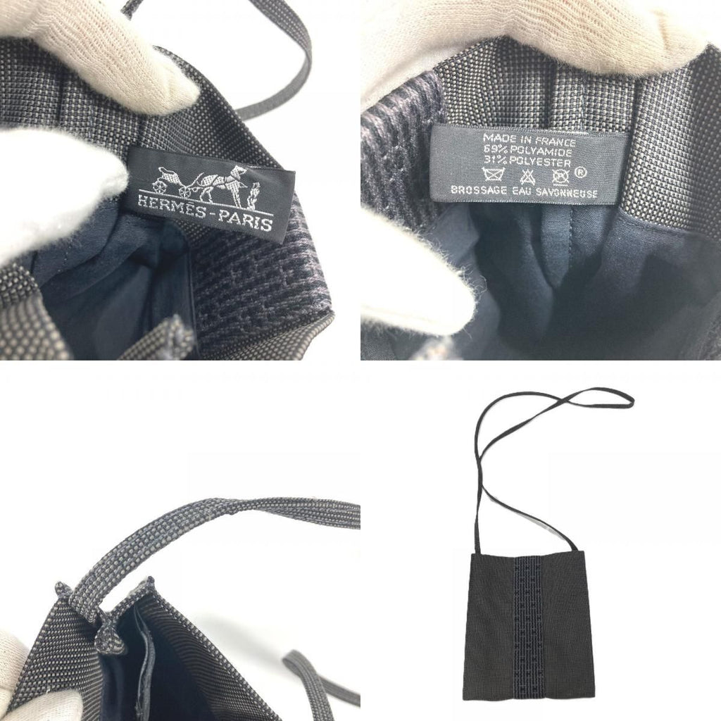 Hermes Shoulder Bag Pochette Canvas Gray — view 9