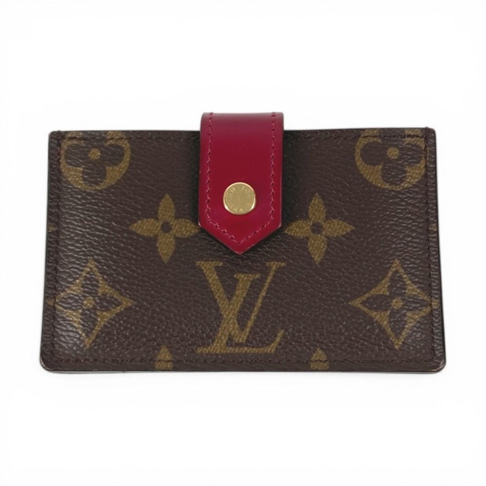 Louis Vuitton Card Case Holder Monogram Canvas Fuchsia Brown