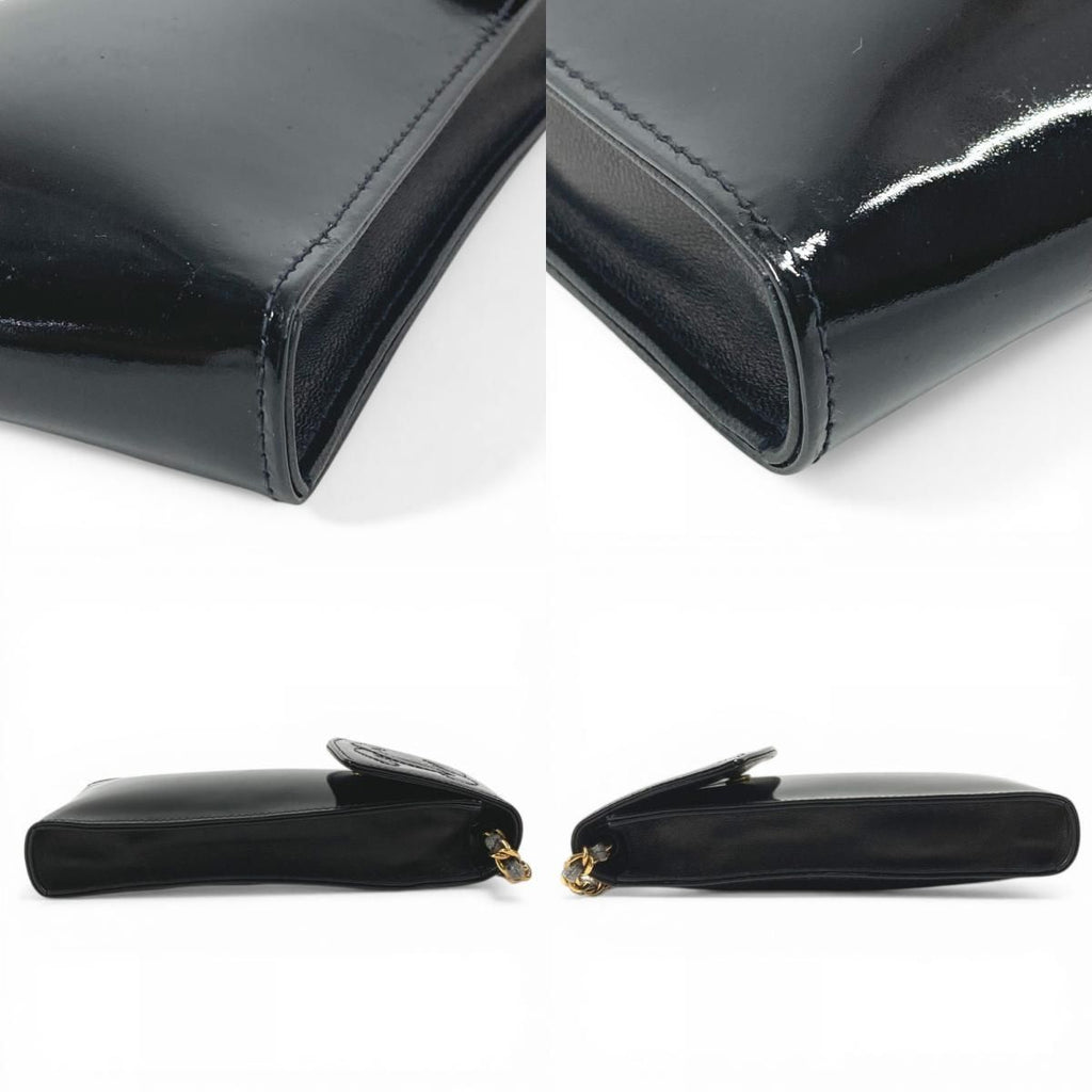 Chanel Shoulder Bag CC Logo Mobile Pouch Enamel Black — view 8
