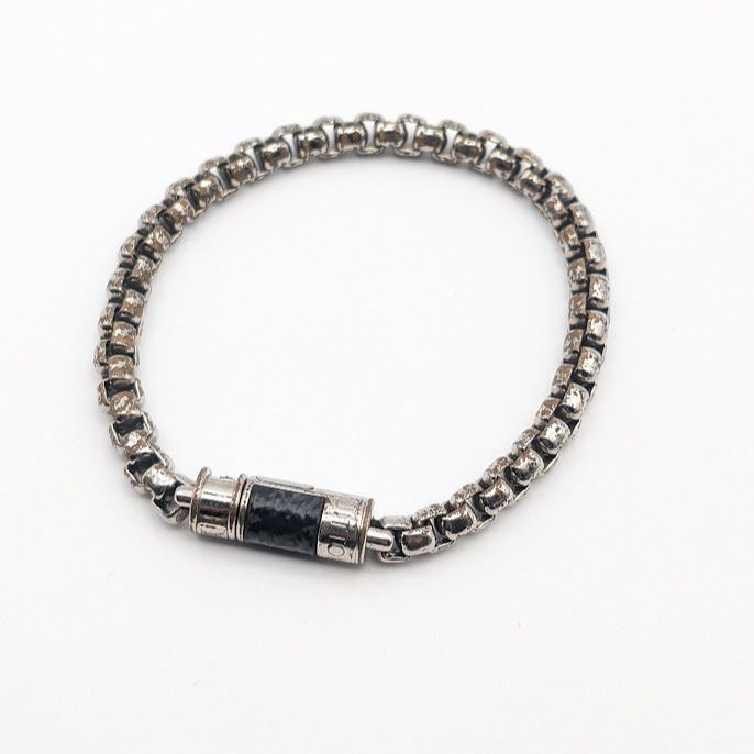 Louis Vuitton Monogram Eclipse Chain Bracelet Silver