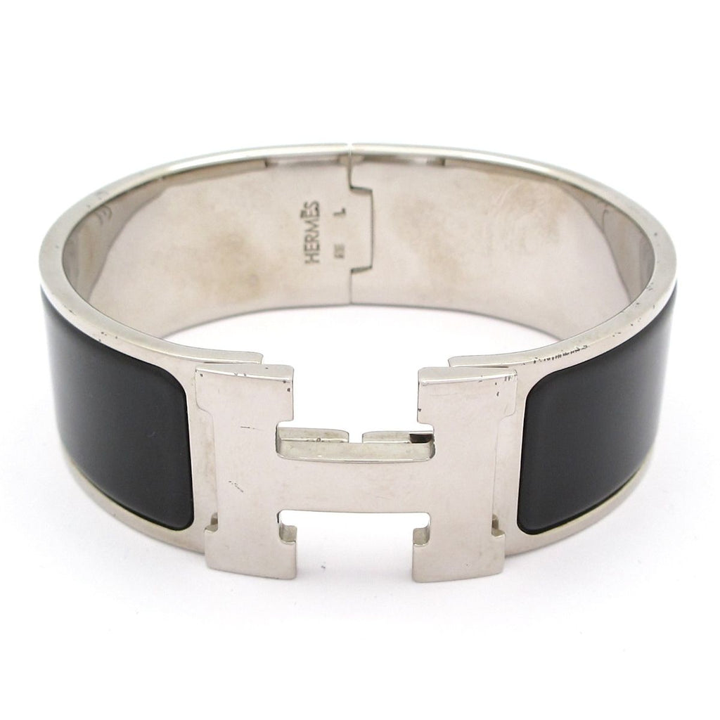 Hermes Bangle Clic Clac Silver Black Bracelet