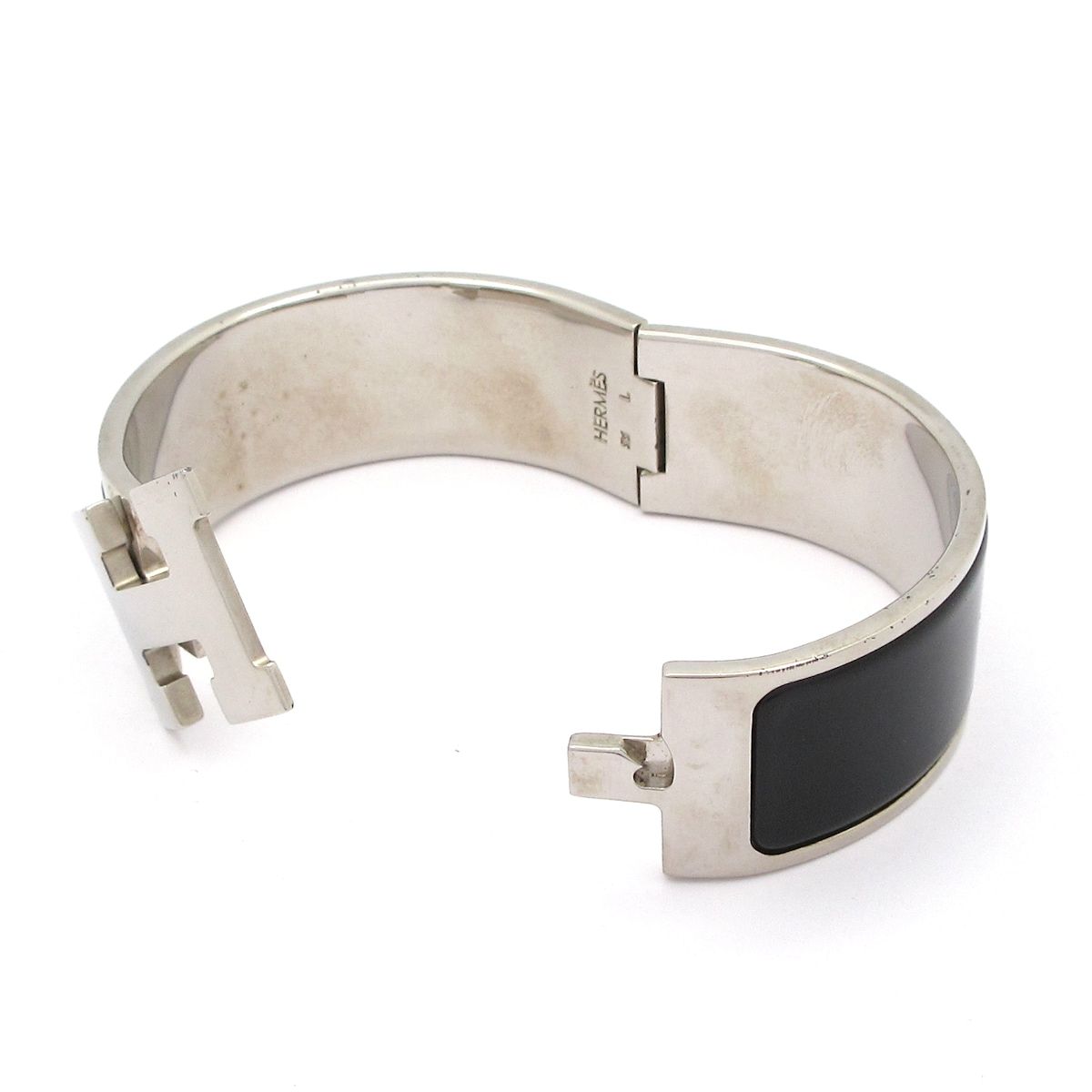 Hermes Bangle Clic Clac Silver Black Bracelet — view 5
