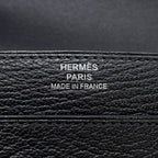 Hermes Coin Case Portfolio Compact Wallet Black Silver Chevre Misor — view 8