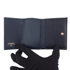 Chanel Trifold Wallet Quilted CC Logo Small Flap Caviar Leather — view 4