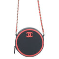 Chanel Chain Shoulder Bag Quilted CC Logo Round Lambskin