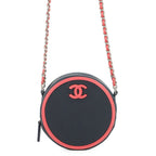 Chanel Chain Shoulder Bag Quilted CC Logo Round Lambskin