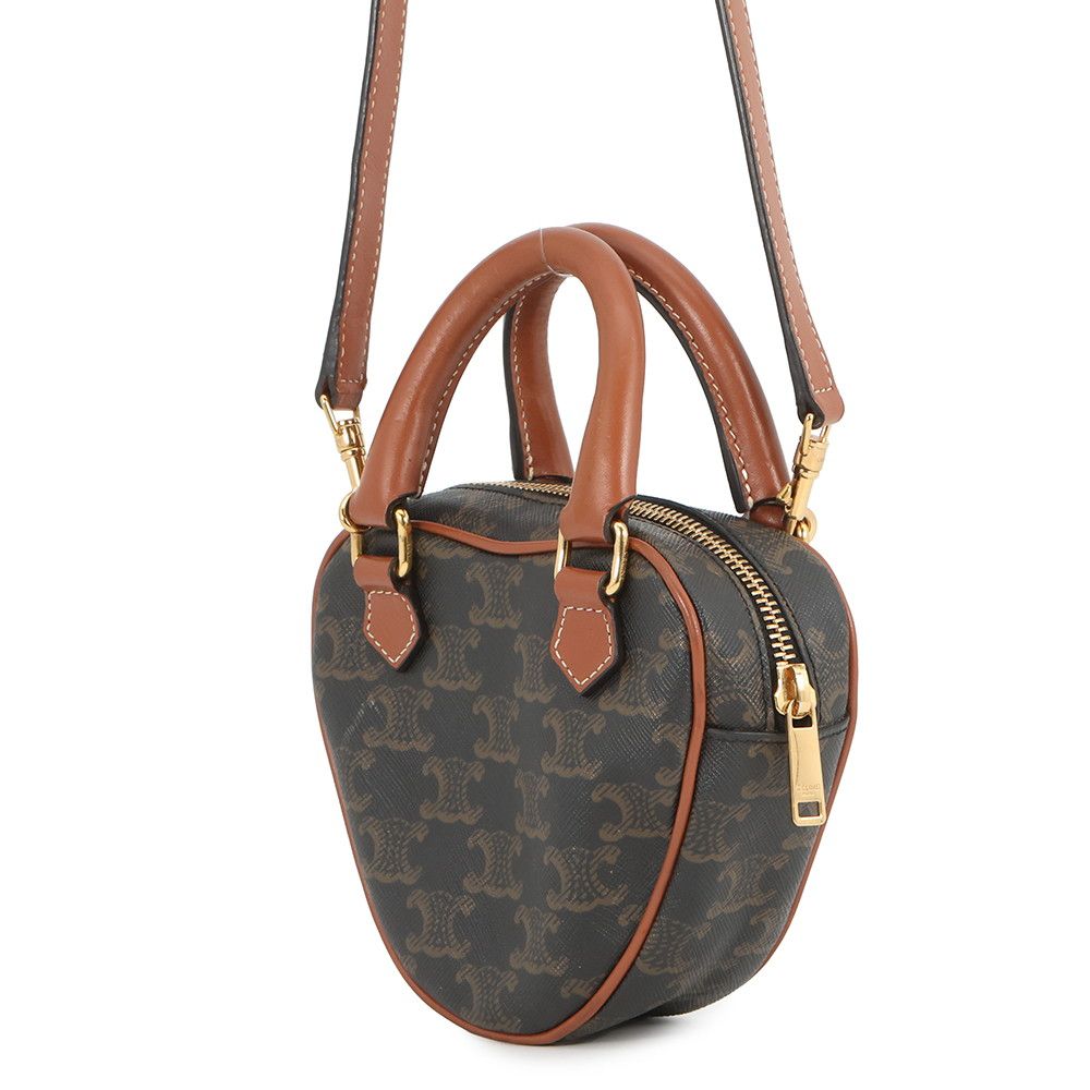 Celine Handbag Triomphe Heart Leather Bag Brown — view 2