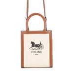 Celine Handbag Mini Vertical Cabas Carriage Canvas Leather Bag