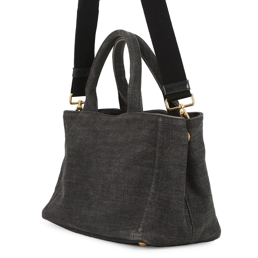 Prada Tote Canapa Robot Denim Leather Black — view 2