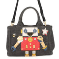 Prada Tote Canapa Robot Denim Leather Black