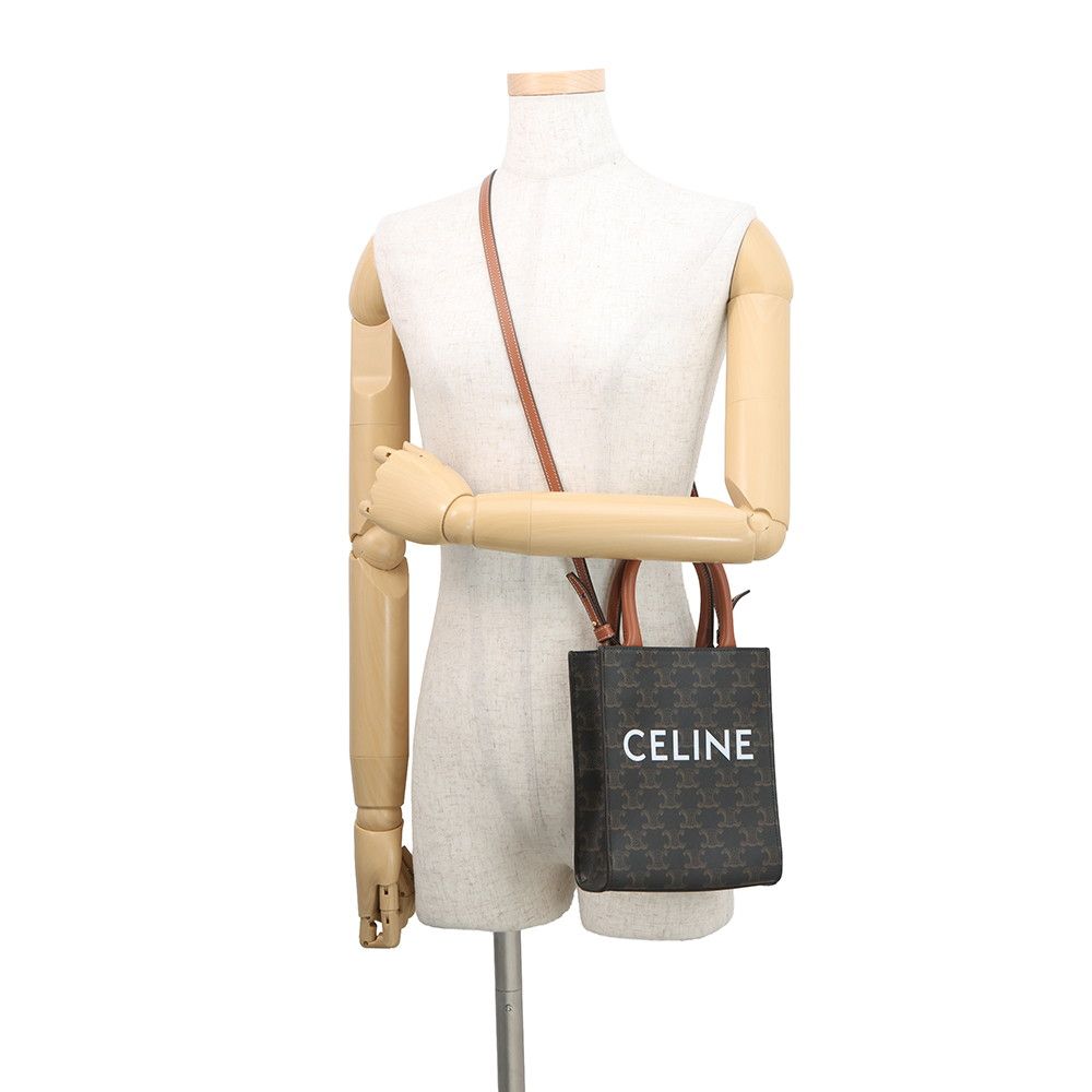 Celine Handbag Triomphe Mini Vertical Cover Leather Bag Brown — view 5