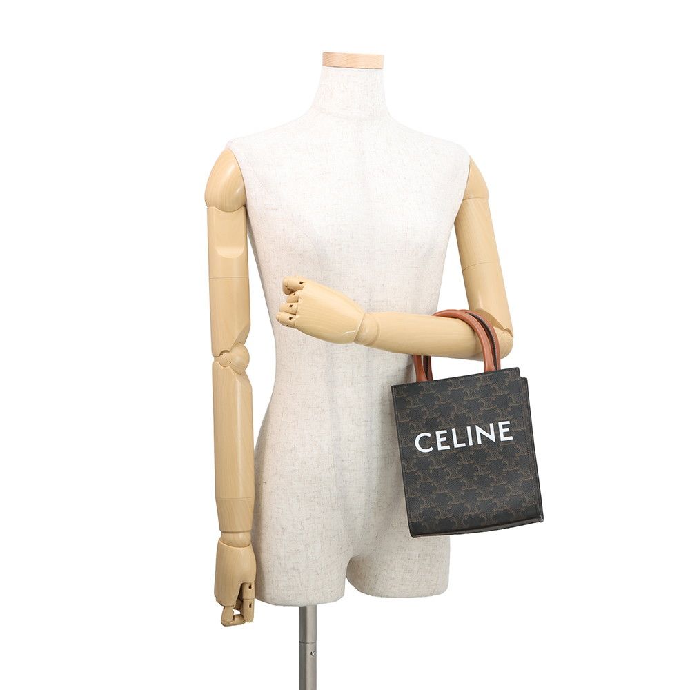 Celine Handbag Triomphe Mini Vertical Cover Leather Bag Brown — view 4