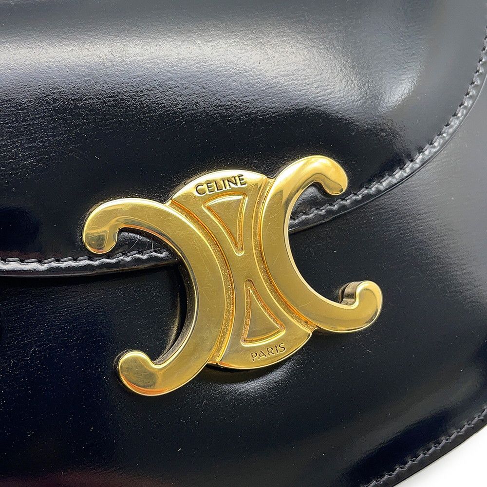 Celine Triomphe Mini Besace Calf Leather Mini Bag 2-Way Shoulder Black — view 8