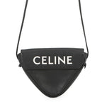 Celine Shoulder Bag Triangle Logo Leather Pochette Black White