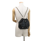 Chanel CC Logo Quilted Backpack Calf Leather Black — view 4