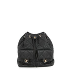 Chanel CC Logo Quilted Backpack Calf Leather Black
