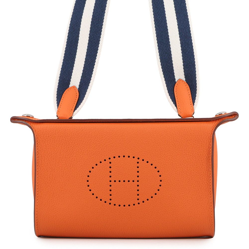 Hermes Shoulder Bag Vidopoche Orange Silver Togo