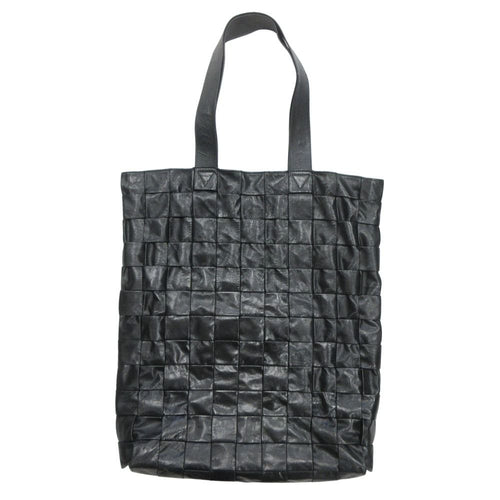 Bottega Veneta Leather Cassette Maxi Intrecciato Tote Black