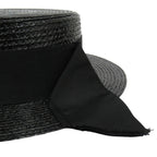 Saint Laurent Straw Boater Hat Ribbon L 59 cm Black — view 4