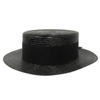 Saint Laurent Straw Boater Hat Ribbon L 59 cm Black