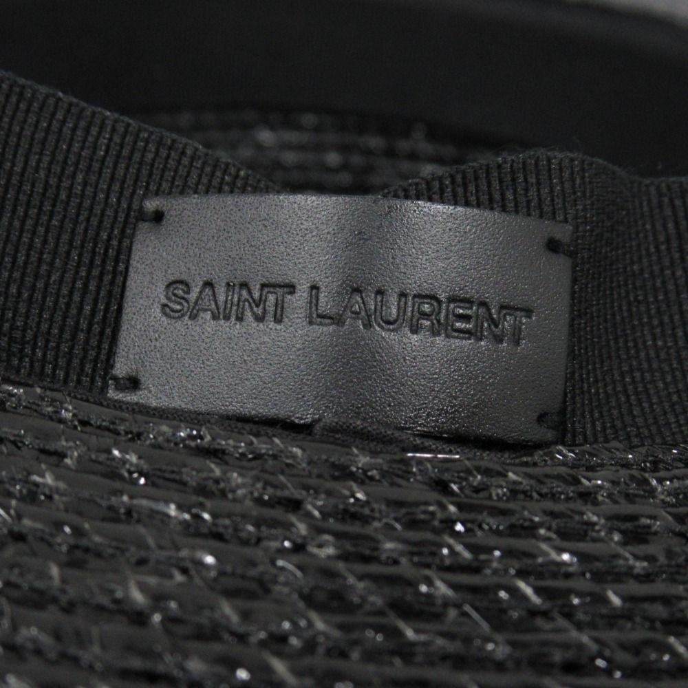 Saint Laurent Straw Boater Hat Ribbon L 59 cm Black — view 6