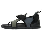 Hermes Giorno Sandals Shoes 42.5 Black Khaki Blue