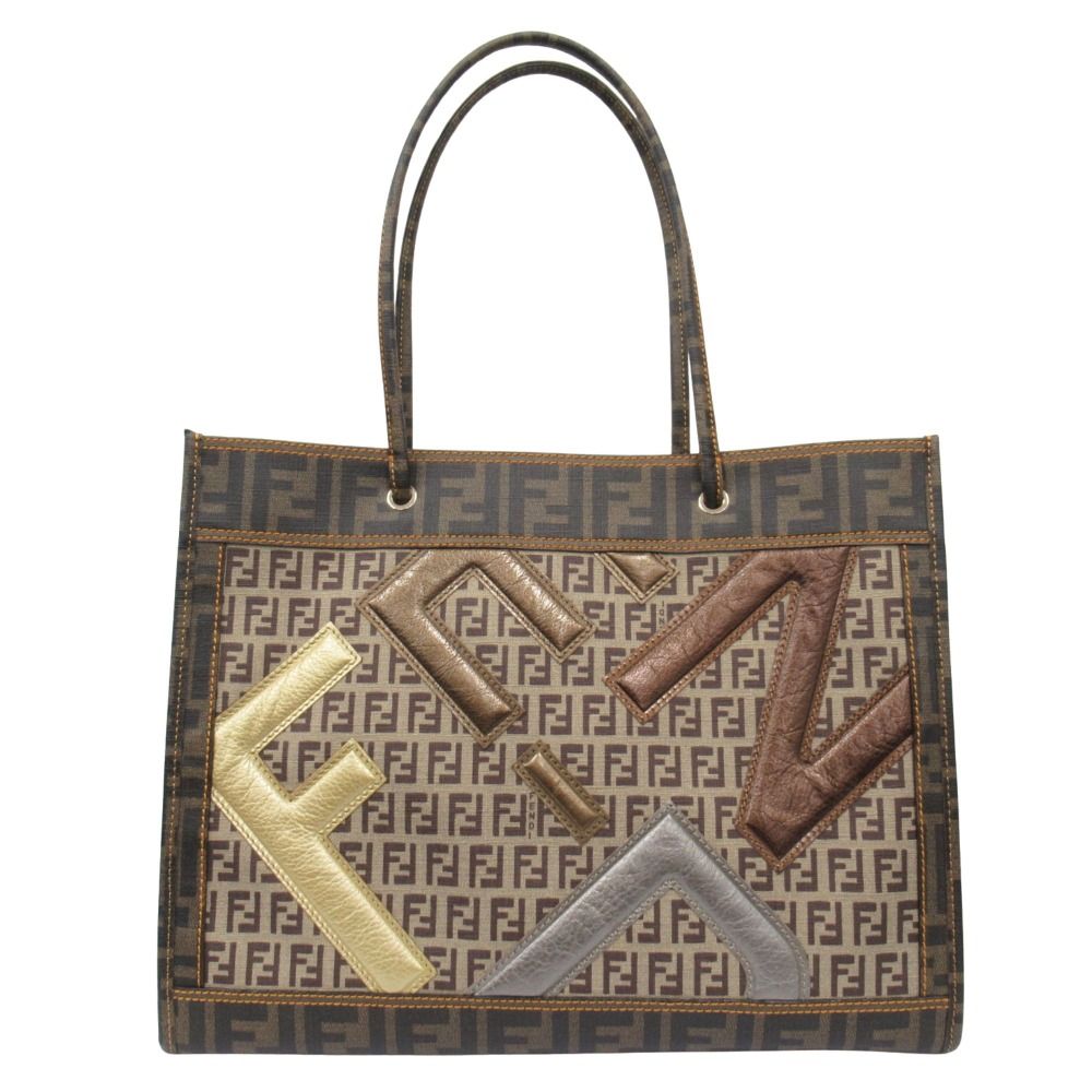 Fendi Zucca Zucchino Tote Pouch Brown Beige — view 2