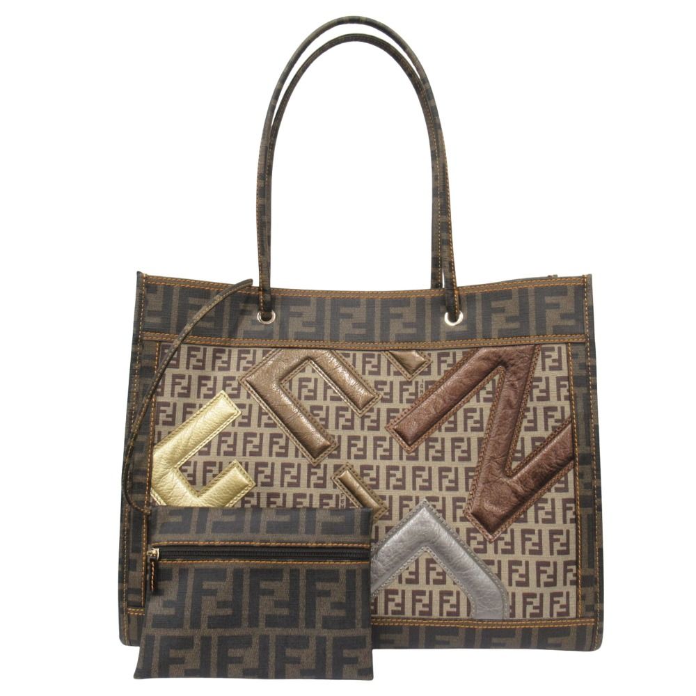 Fendi Zucca Zucchino Tote Pouch Brown Beige