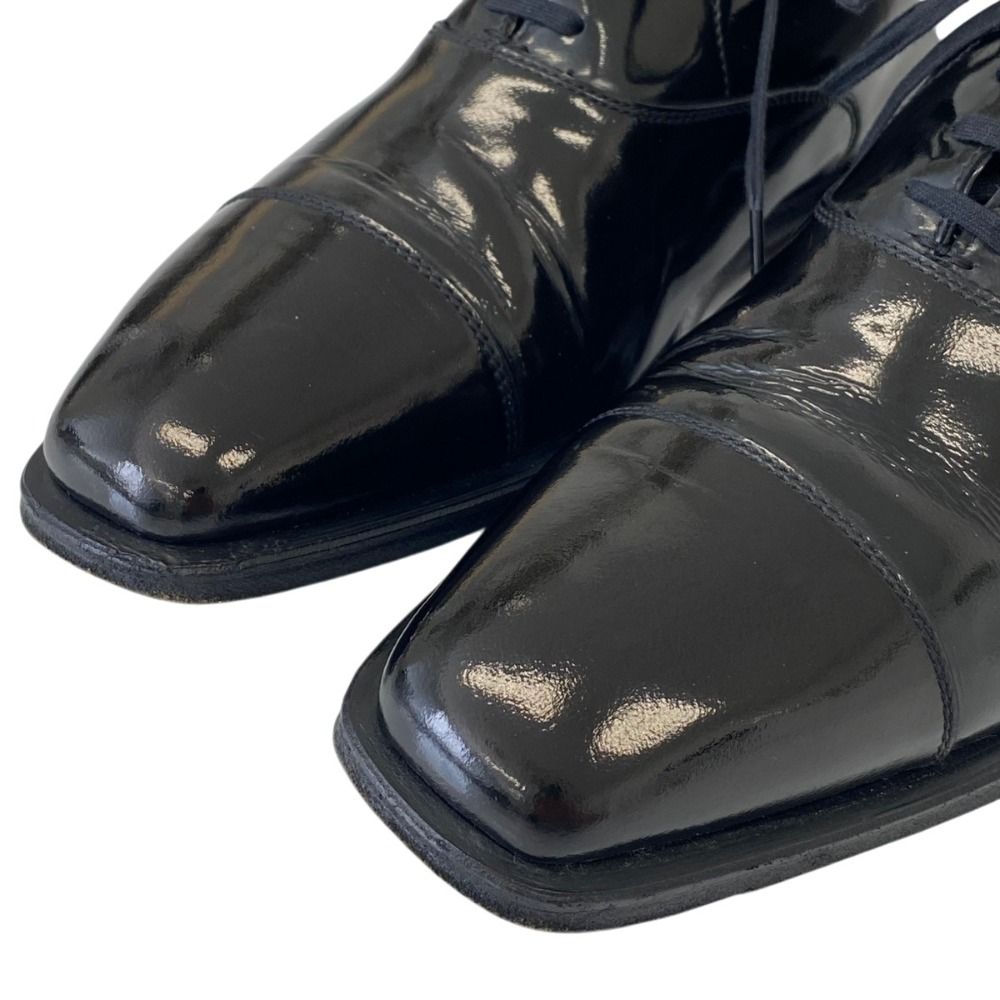 Hermes Straight Tip Square Toe Patent Leather Dress Shoes 37.5 Black — view 5