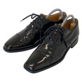 Hermes Straight Tip Square Toe Patent Leather Dress Shoes 37.5 Black