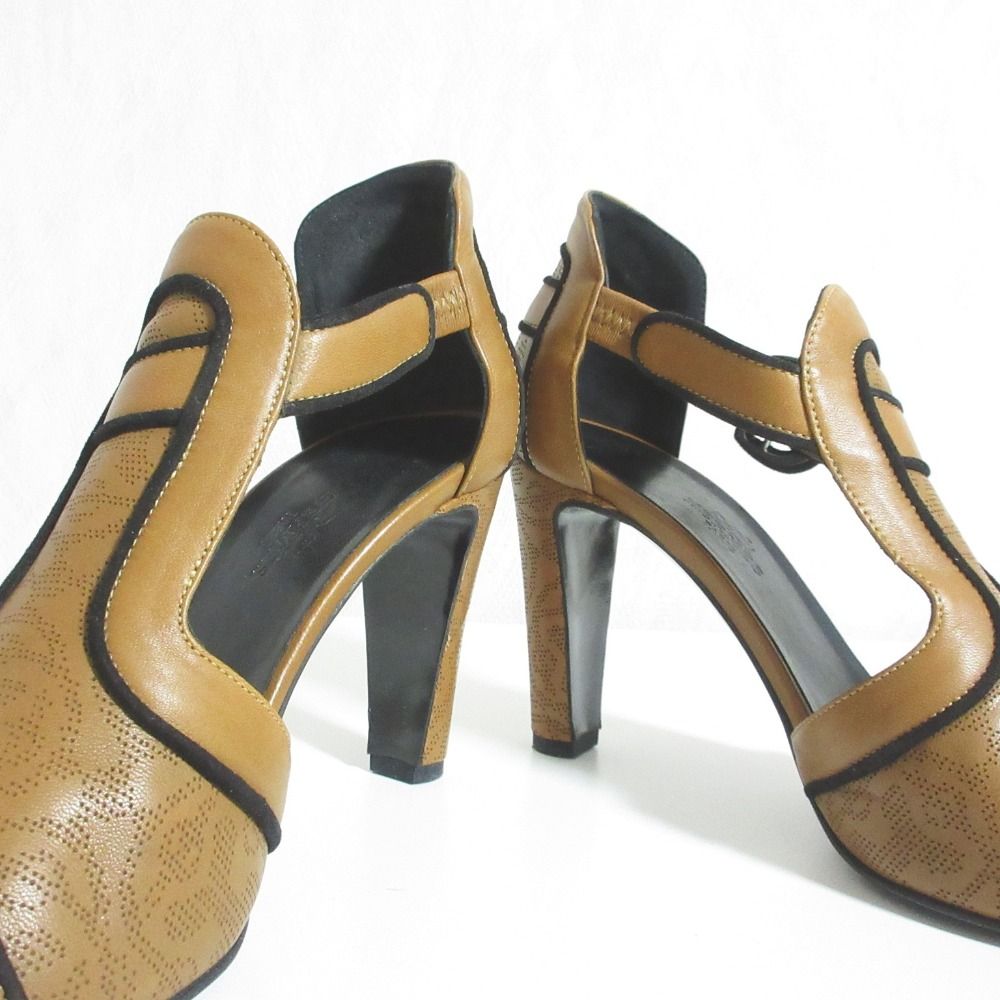 Hermes Perforated Leather Sandals 36.5 Brown — view 5
