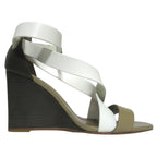 Hermes Ankle Strap Wedge Sole Leather Sandals 38 Beige White — view 3