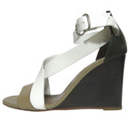 Hermes Ankle Strap Wedge Sole Leather Sandals 38 Beige White — view 2