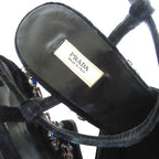 Prada Praad Bijou Decoration Velvet Ankle Strap Wedge Sole Sandals — view 6