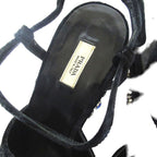 Prada Praad Bijou Decoration Velvet Ankle Strap Wedge Sole Sandals — view 5