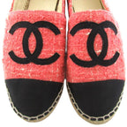 Chanel CC Logo Tweed Espadrilles Shoes Pink Black — view 4